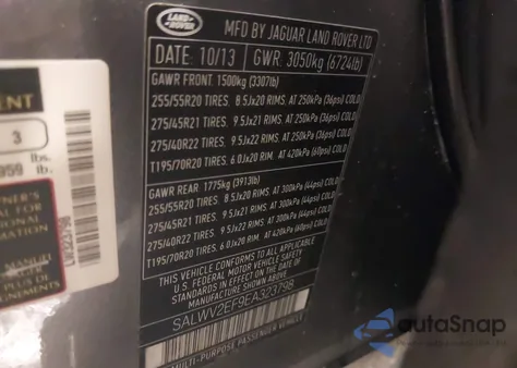 2014 Land Rover Range Rover Sport 5.0L V8 Supercharged Autobiography z USA, uszkodzony, nr VIN SALWV2EF9EA323798